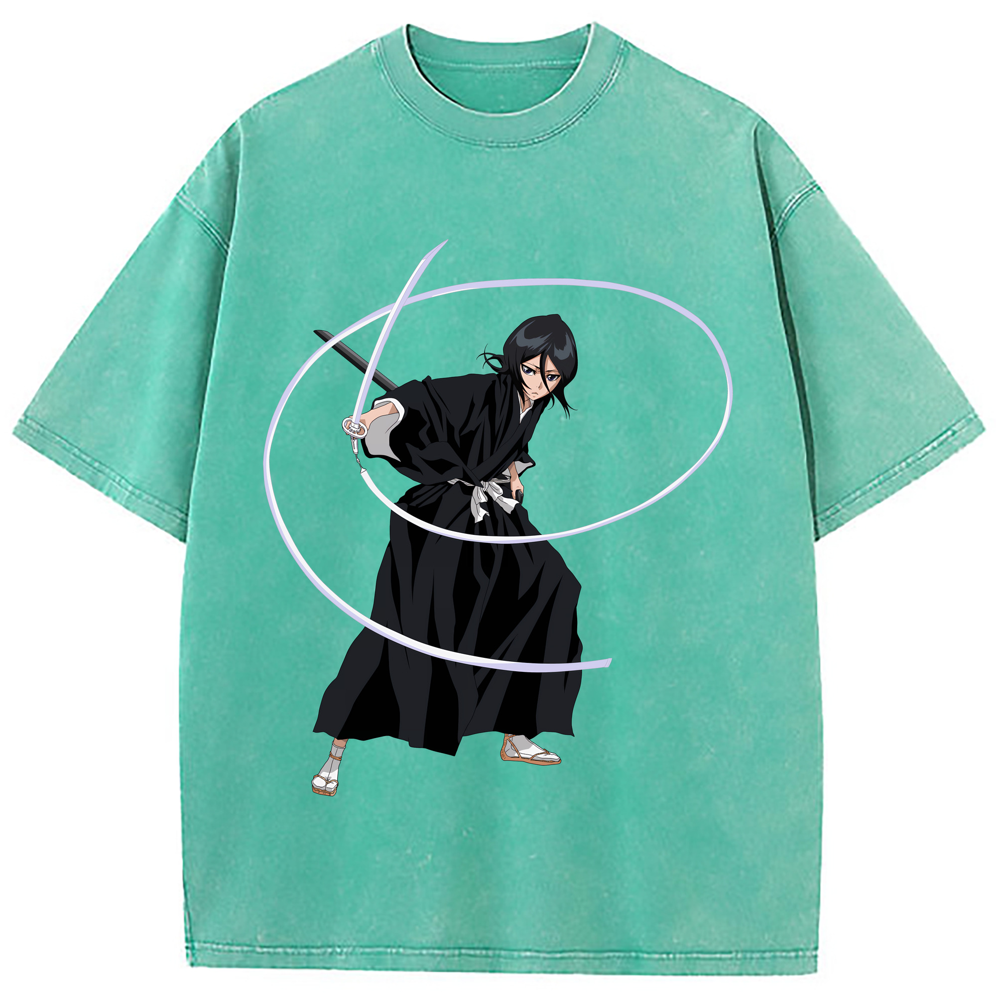 （画像用） ブリーチ 朽木ルキア BLEACH Kuchiki Rukia 綿100% ヴィンテージ風 半袖Tシャツ（フロントプリント）